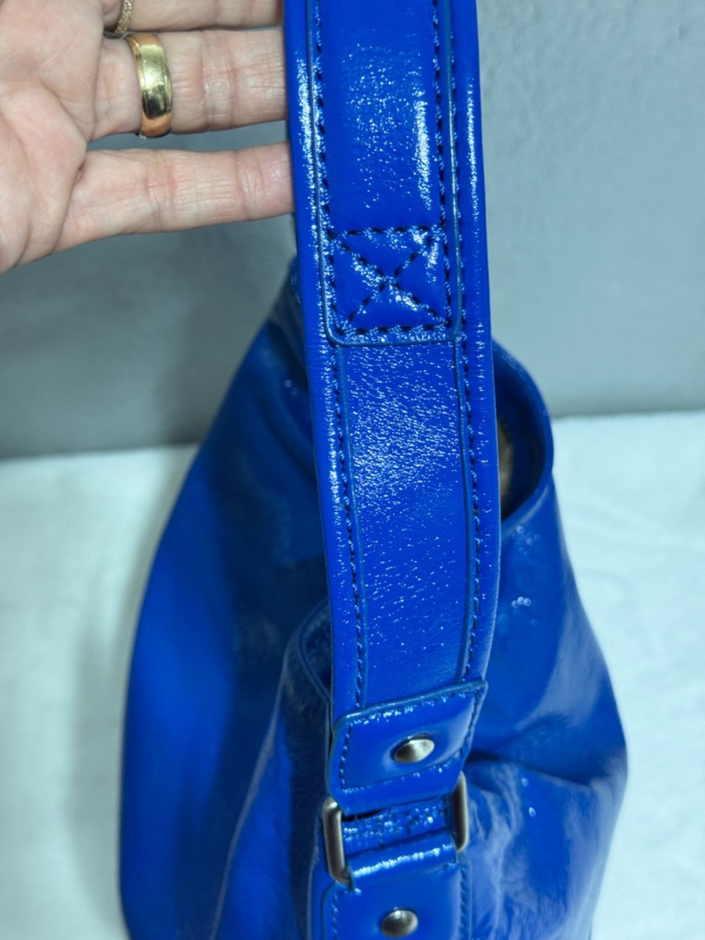 Patent Leather Shoulder Bag in Cobalt Blue - Picture 15 of 17